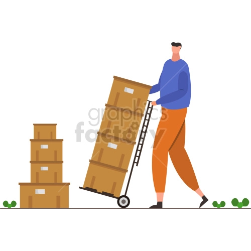 person moving boxes vector graphic