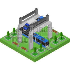 train station isometric vector graphic