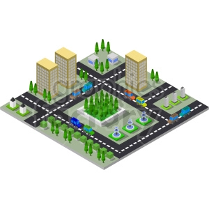 city skyscrappers isometric vector clipart