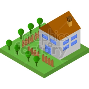 little house isometric vector graphic