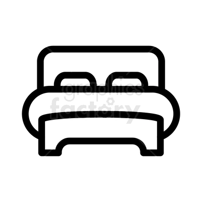 A simple black and white clipart image of a bed with two pillows.