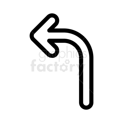 A simple clipart of a left turn arrow sign in black outline.