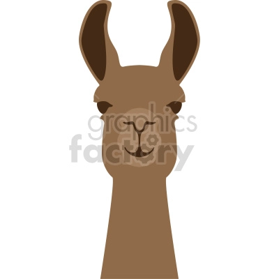 Clipart image of a smiling brown llama face.