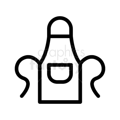A simple black and white clipart icon of an apron, typically used in cooking or crafting.
