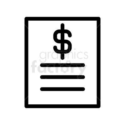 A clipart image depicting a financial document or invoice with a dollar sign symbol at the top and three horizontal lines below.