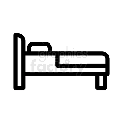 Simple outline of a bed icon, representing furniture or bedroom themes.